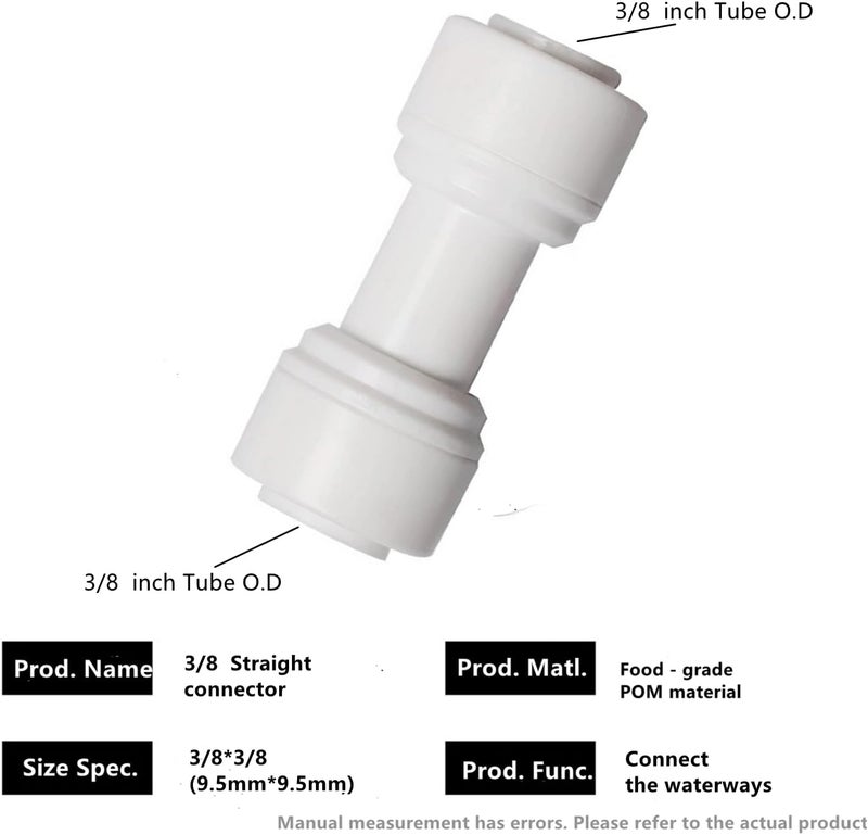 Madavoon Food-Grade Quick Connector Push-In Tube Fitting 3/8 inch Tube OD to 3/8 inch Tube OD push fit straight quick connect for RO water system (10pack) - Image 2